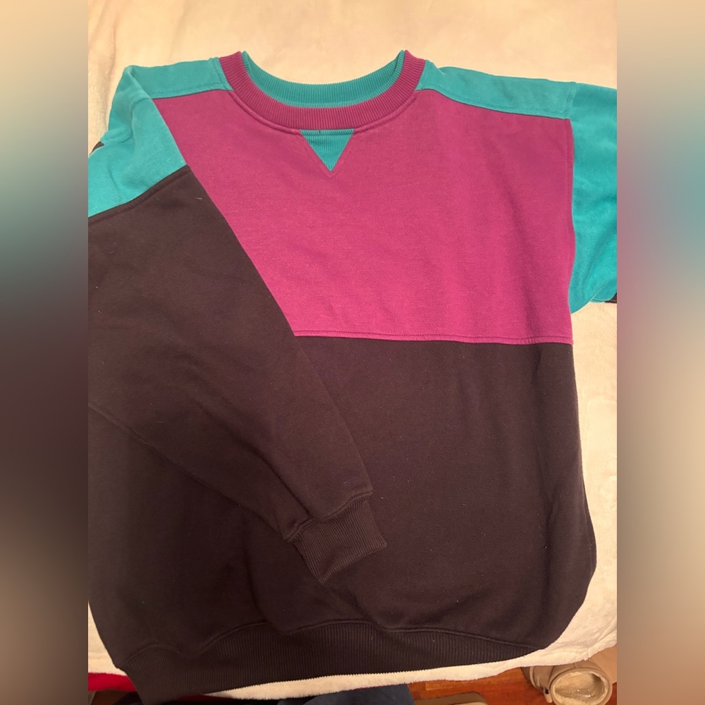 Pink and green/blue sweatshirt